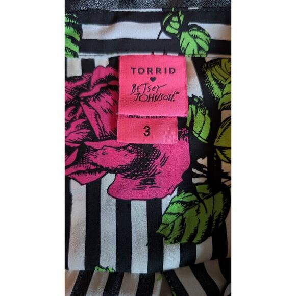 Torrid Betsey Johnson Georgette Floral Stripe Tunic + Black Leggings 3X OUTFIT - Picture 5 of 13